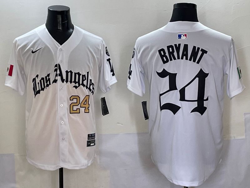 Men Los Angeles Dodgers #24 Bryant White Five generations Joint Name 2025 Nike MLB Jersey style 4